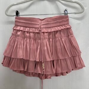 Flannel pink satin skort tiered skirt 1 small coquette